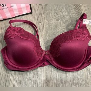 NWT! Victoria's Secret Maroon Lace Trimmed Bra